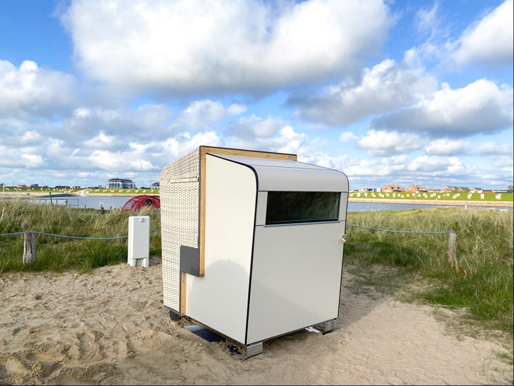 Nordsee: Klein, aber Fein: Die neue Korbsauna in Büsum. 