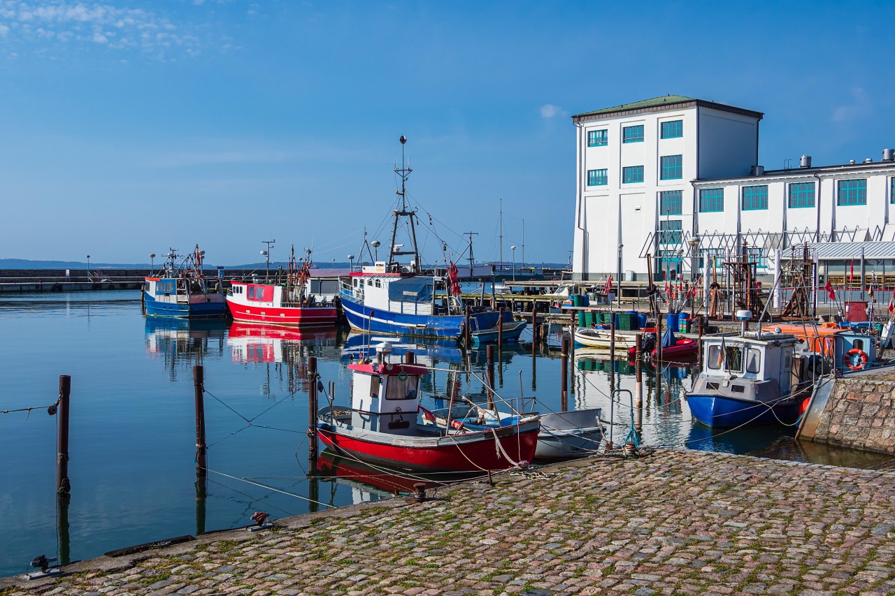 Fischkutter im Hafen von Sassnitz auf Rügen.