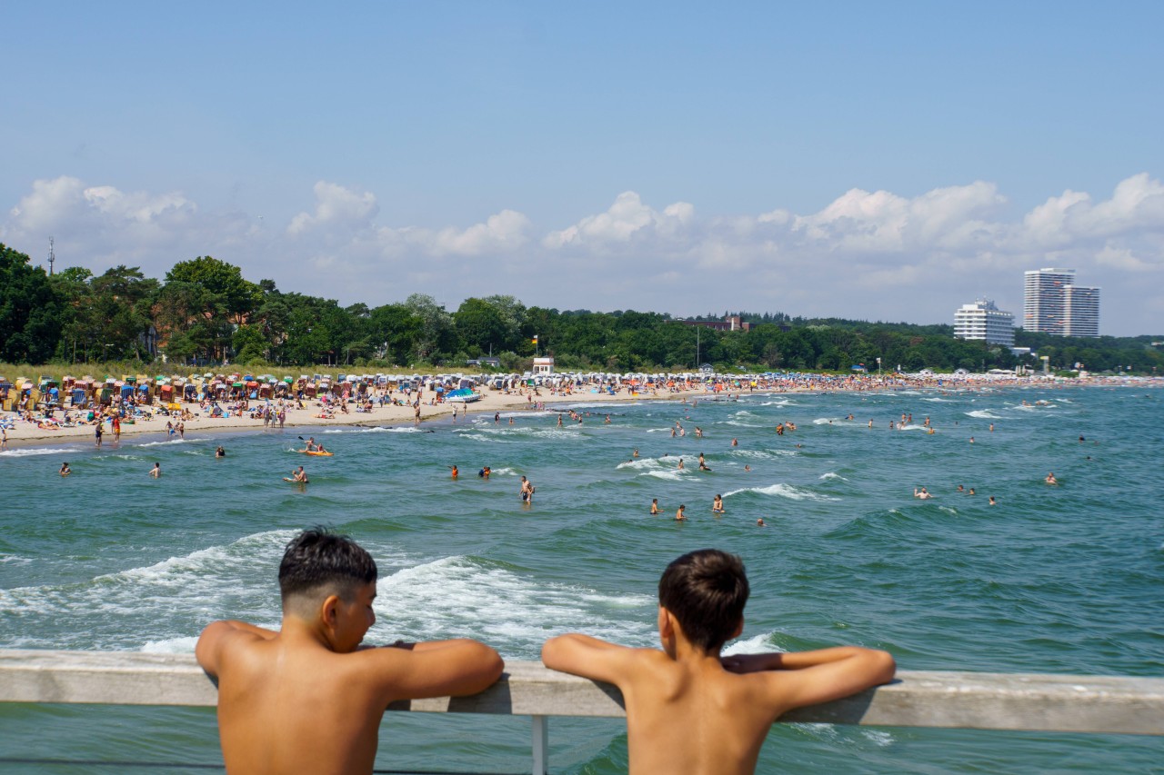 Viel los in Timmendorfer Strand & Co.: Zwei Jungs verschaffen sich an der Lübecker Bucht einen Überblick