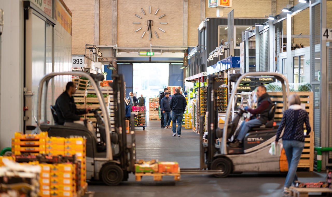 Zahlreiche Händler sind am frühen Morgen auf dem Hamburger Großmarkt unterwegs. Der Hamburger Großmarkt wird am 4. Juni 2022 60 Jahre alt.