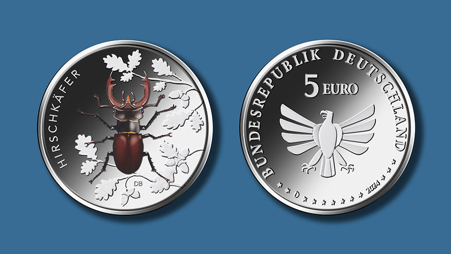 Die 5-Euro-Münze mit dem Hirschkäfer wurde von Detlef Behr und Andre Witting gestaltet.